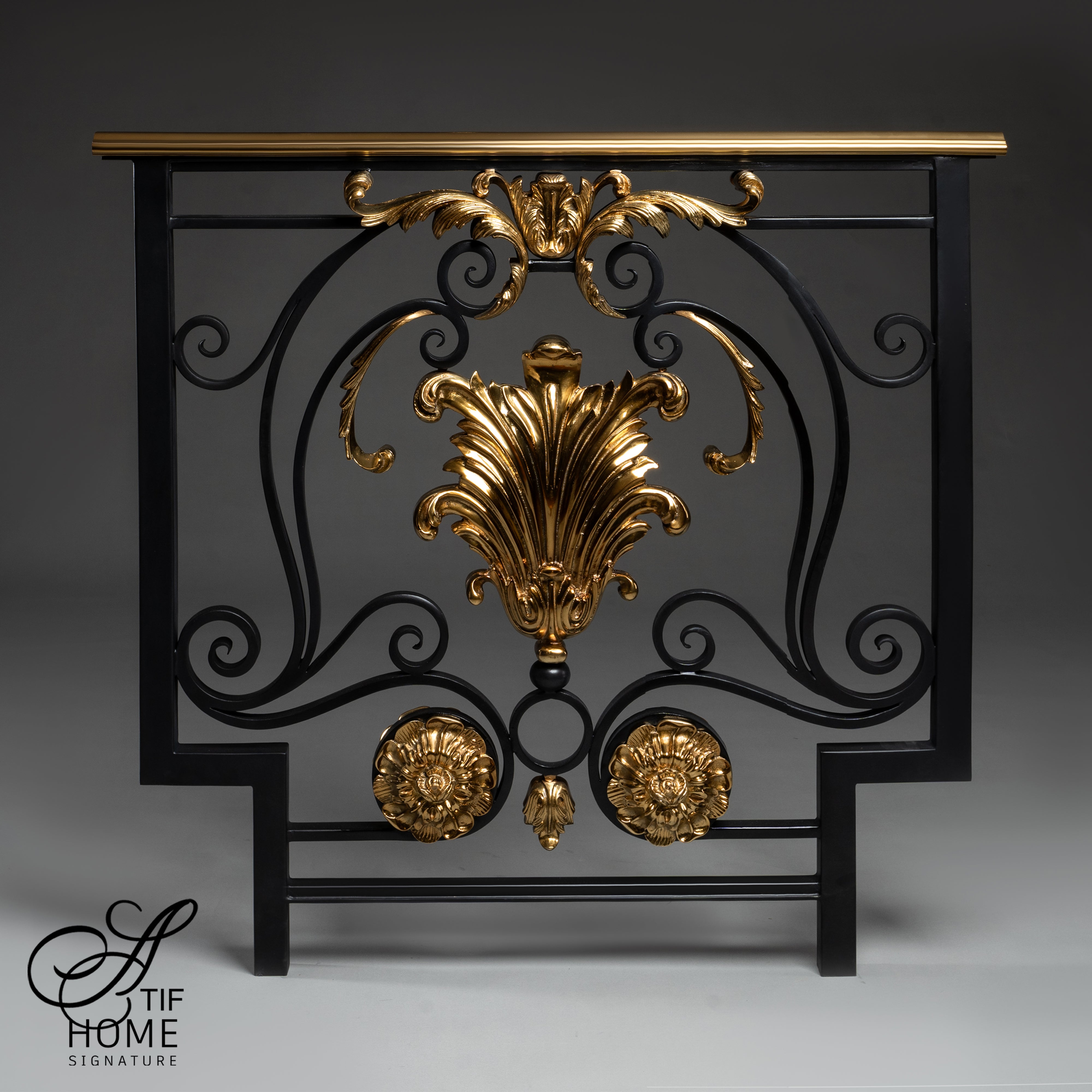 Hand-Carved Neo-Classical Handrail with Opulent Gilt Ornamentation