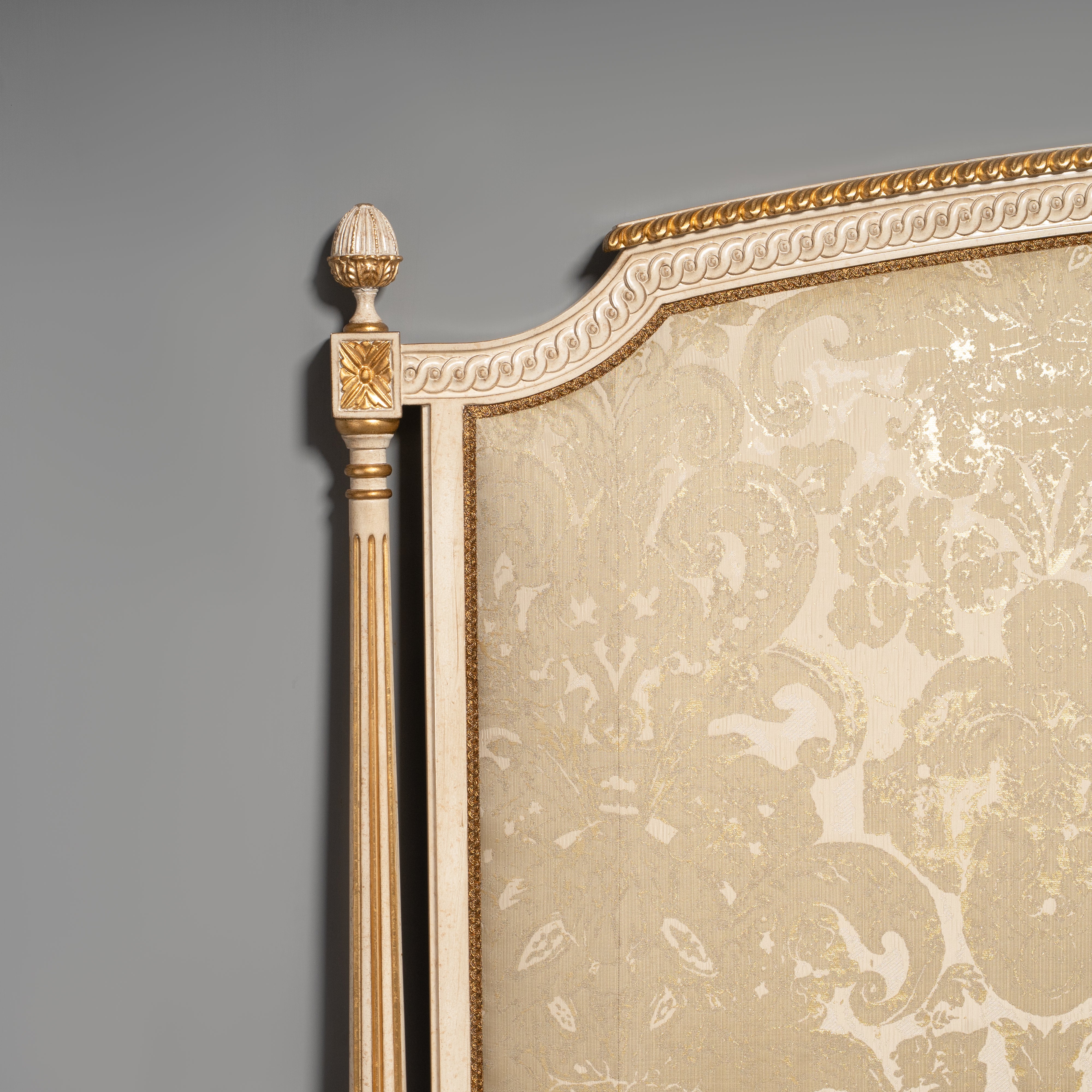 Neoclassical Louis XVI Style Upholstered Headboard with Gilt Accents