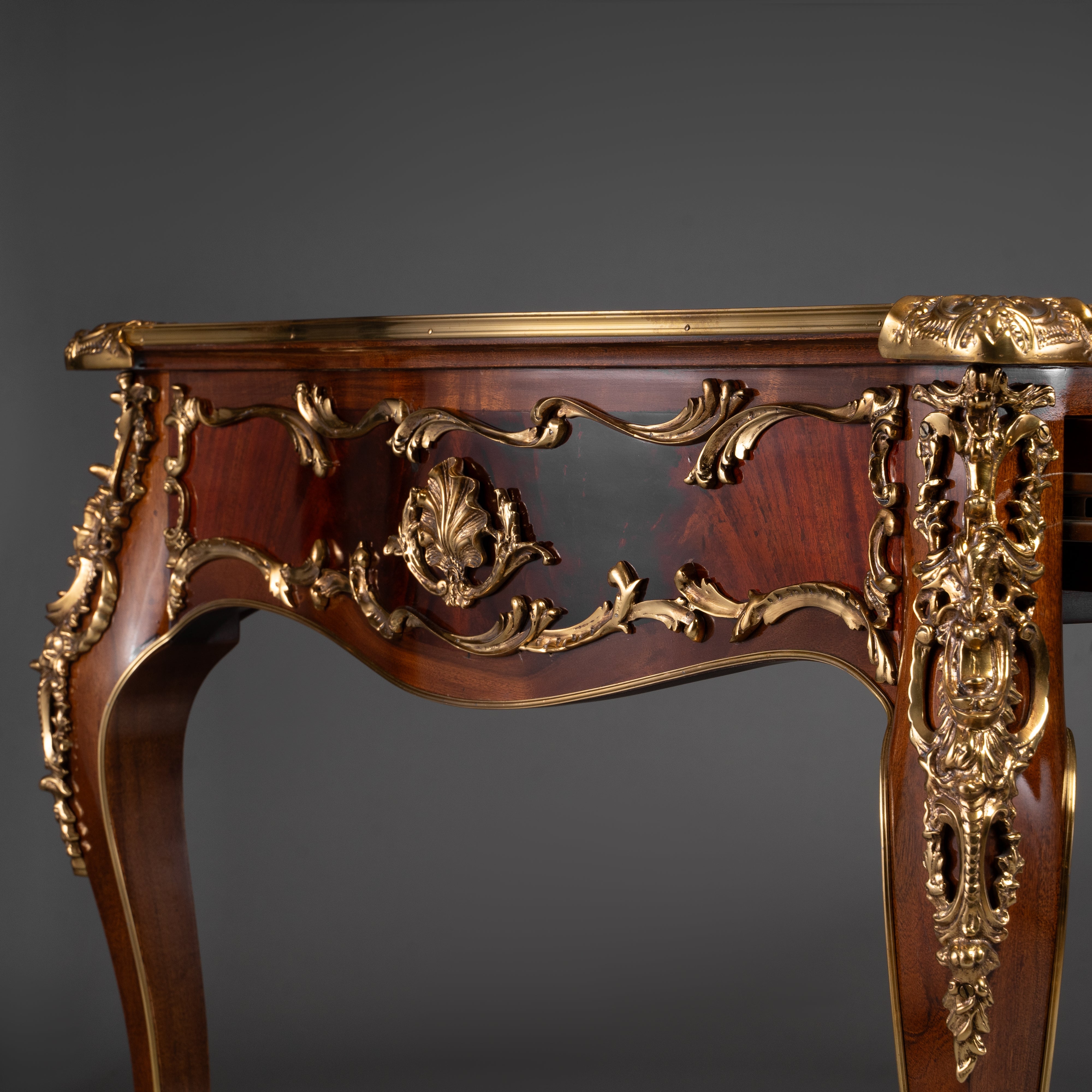 Louis XV Style Writing Desk with Ornate Brass Detailing