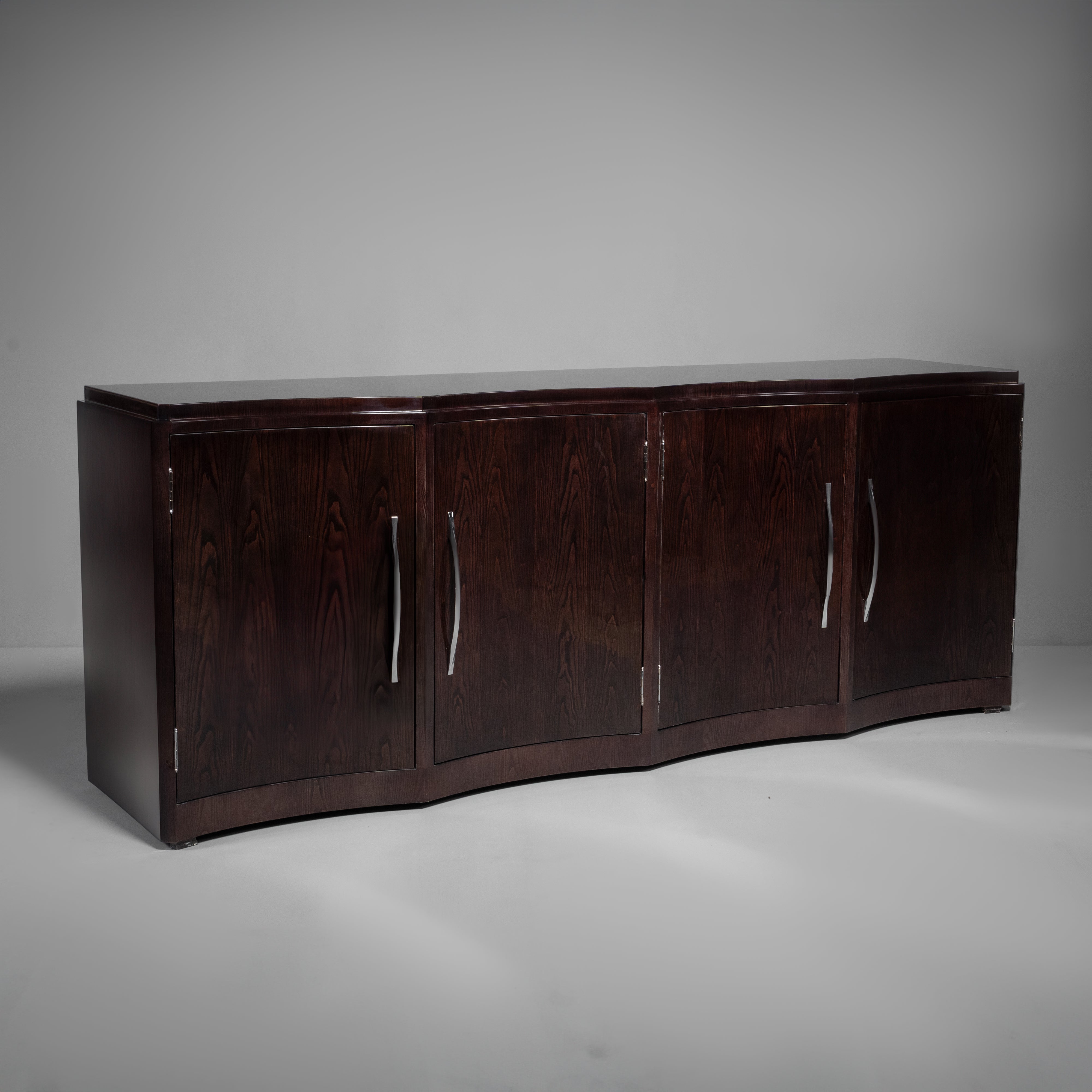 Sleek Art Deco Executive Office Desk with Macassar Ebony Inlay