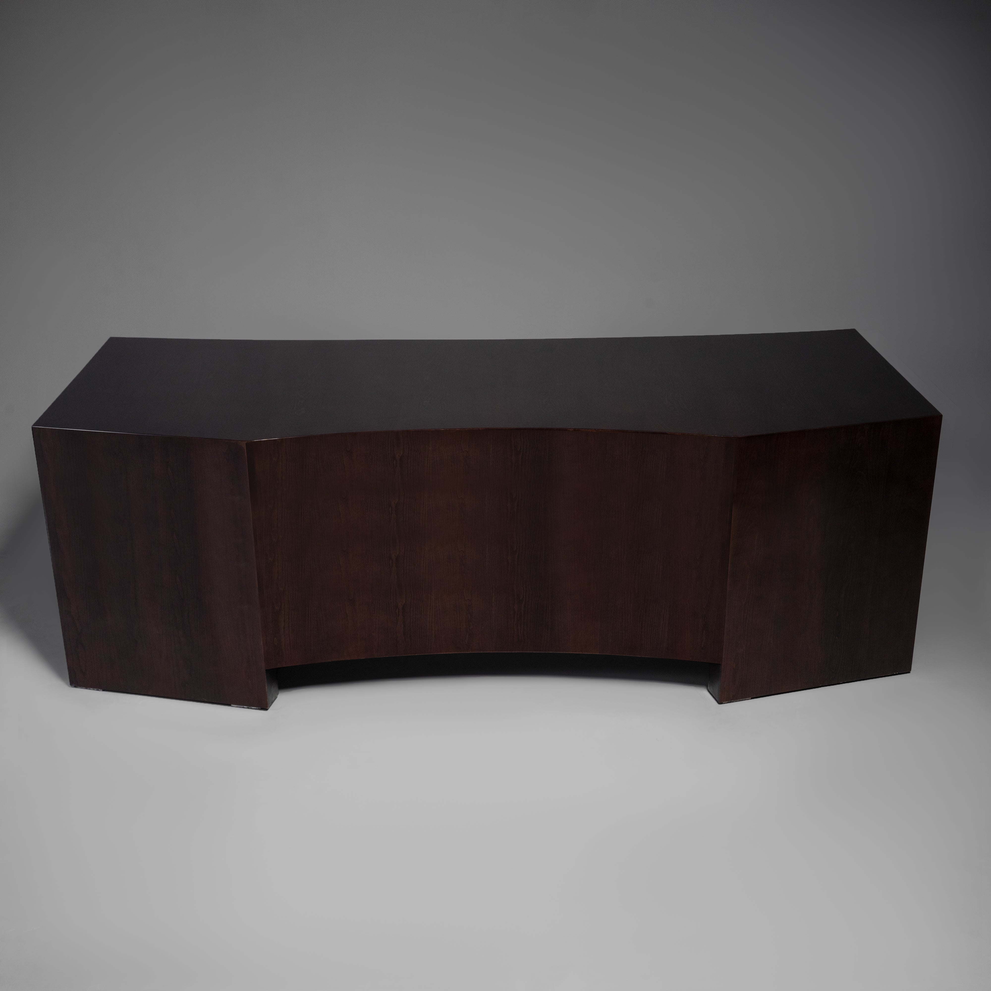 Modern Executive Office Desk with Dark Wood Veneer