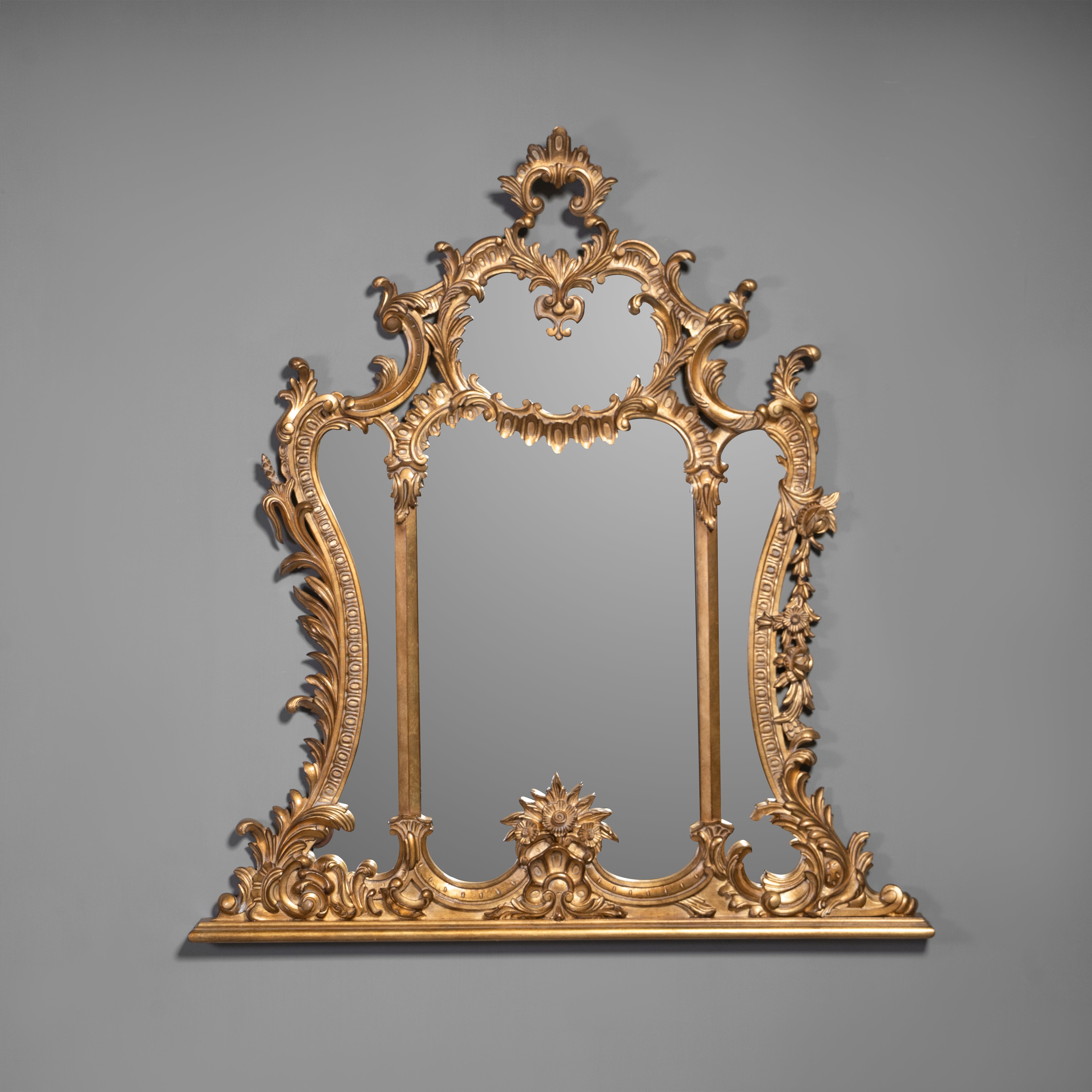 Elaborately Carved Rococo Revival Gilt Wall Mirror