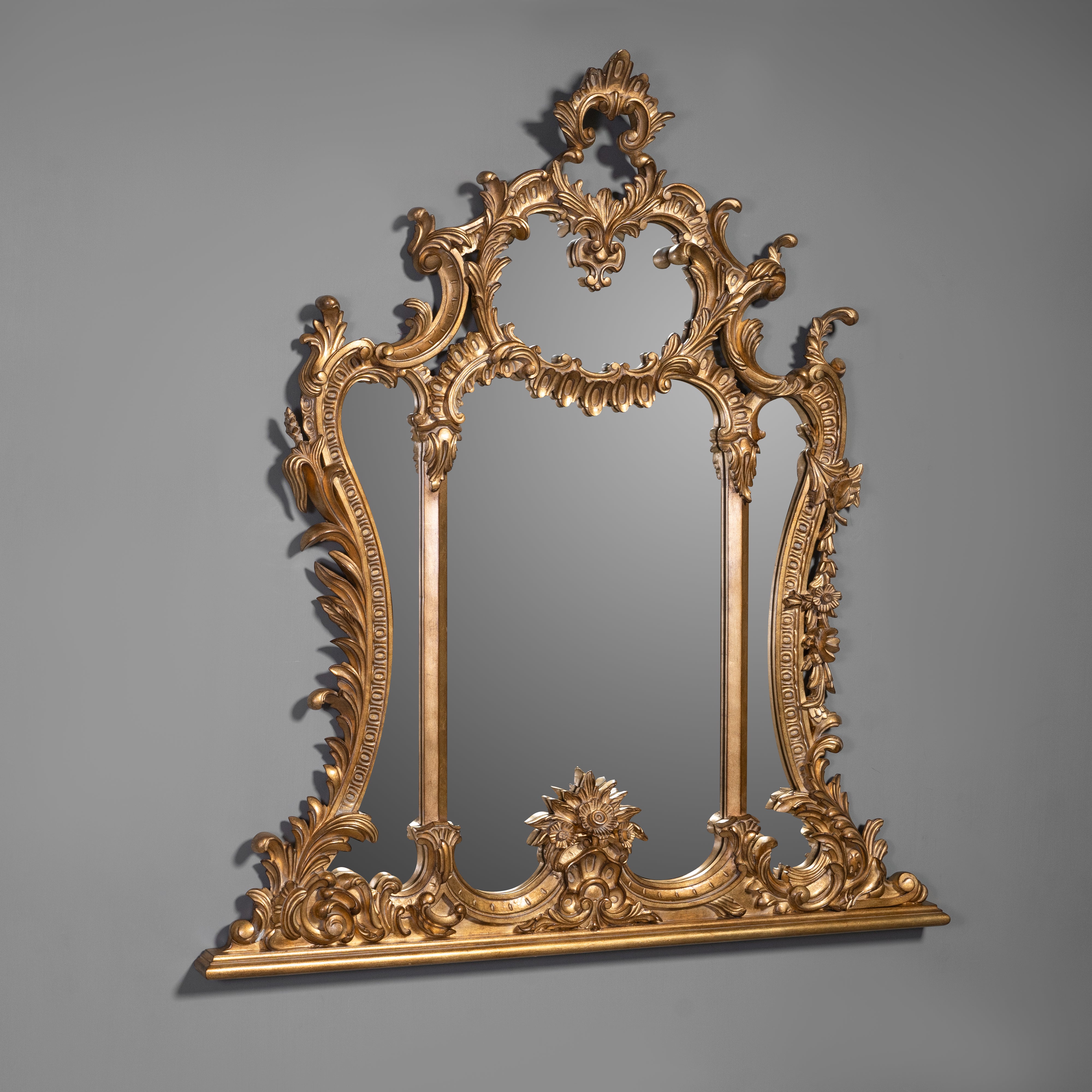 Elaborately Carved Rococo Revival Gilt Wall Mirror