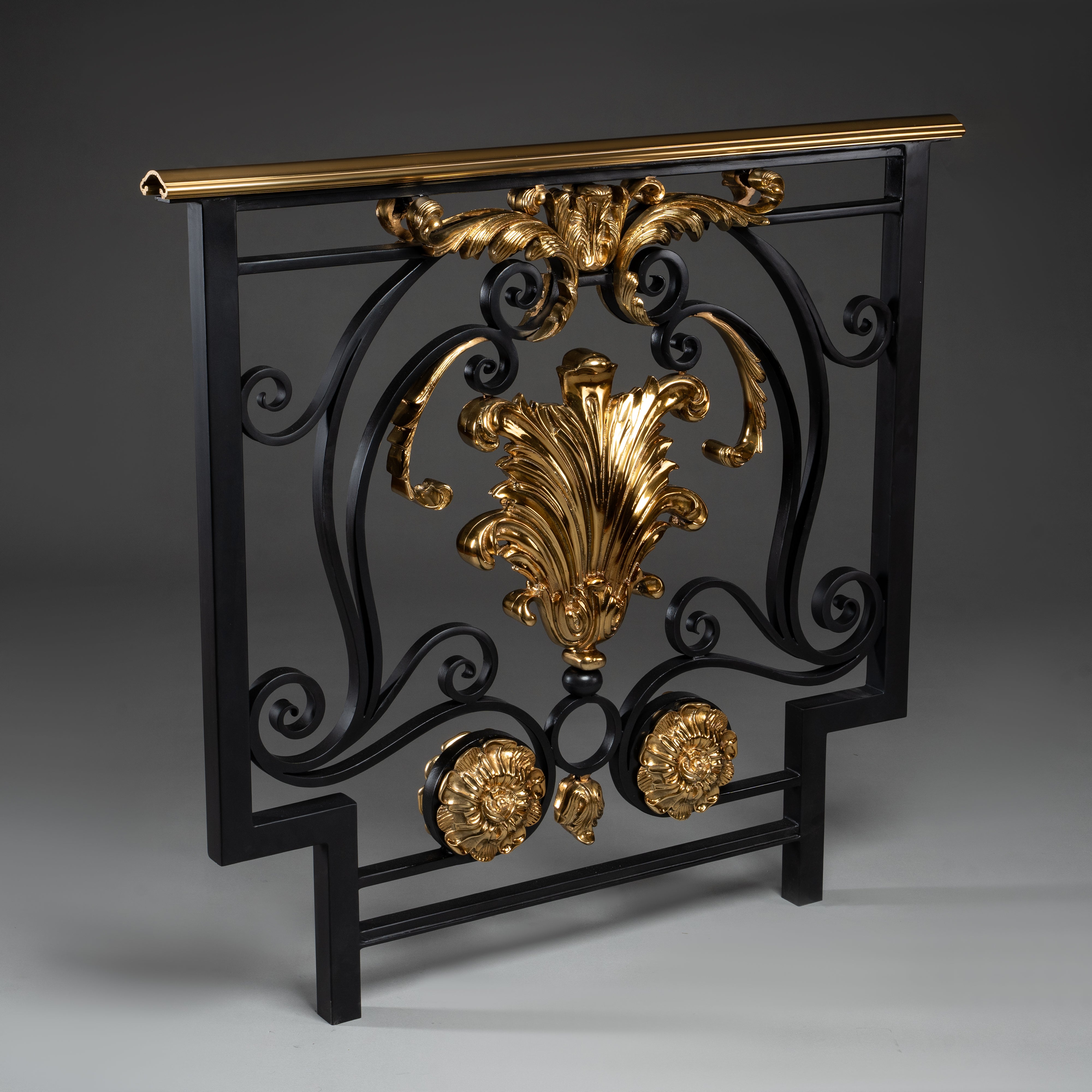 Hand-Carved Neo-Classical Handrail with Opulent Gilt Ornamentation