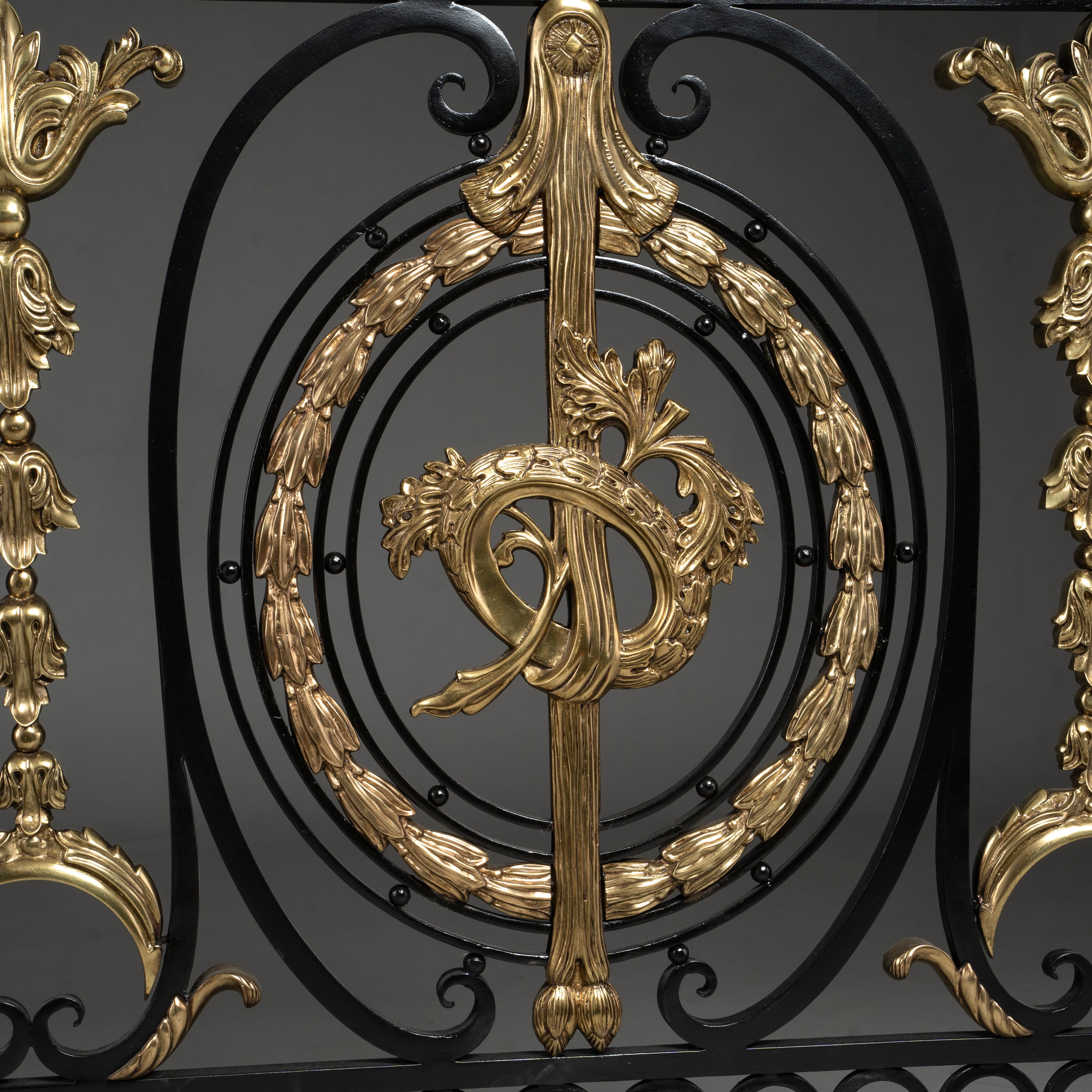 Hand-Carved Neo-Classical Balustrade with Intricate Gilt Scrollwork