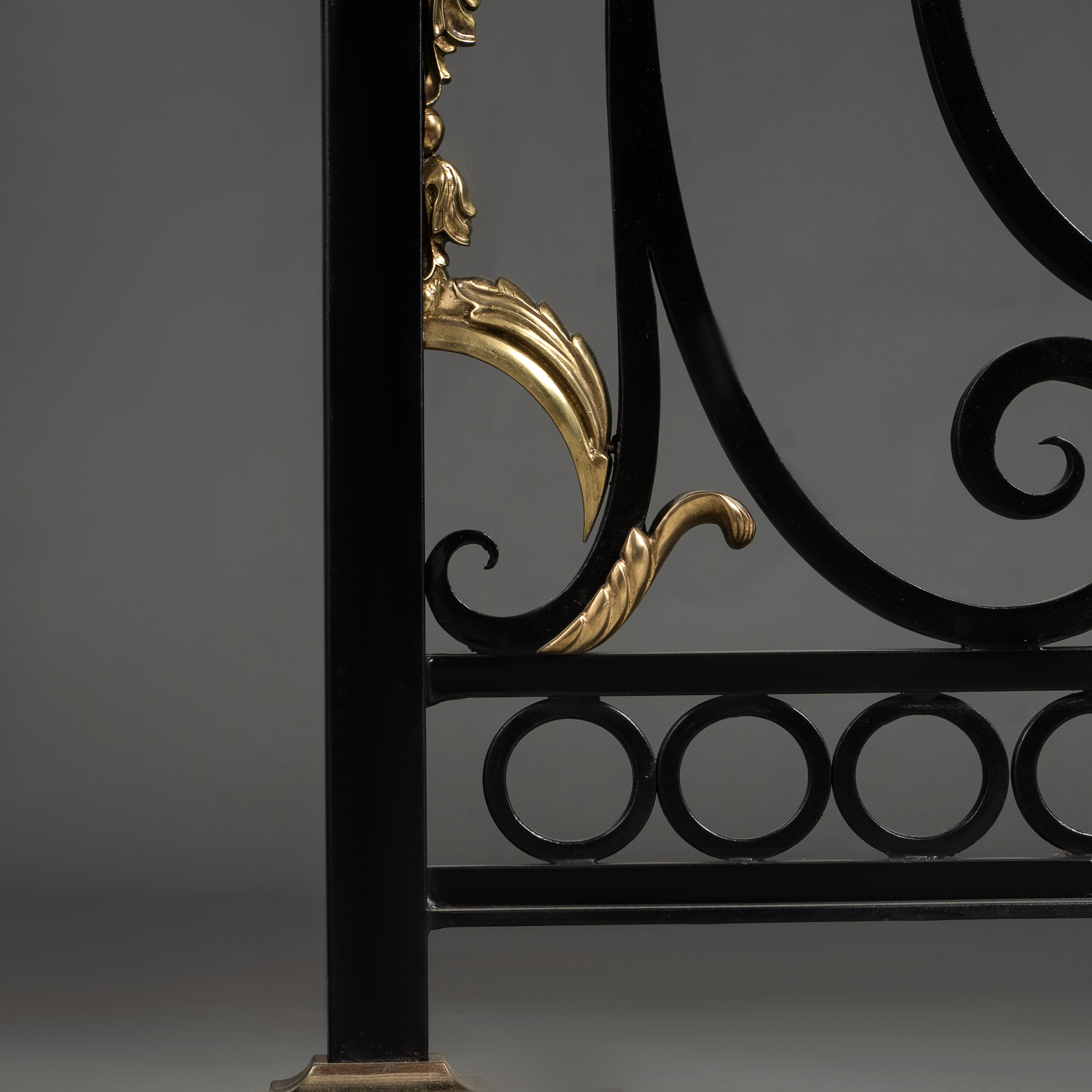 Hand-Carved Neo-Classical Balustrade with Intricate Gilt Scrollwork