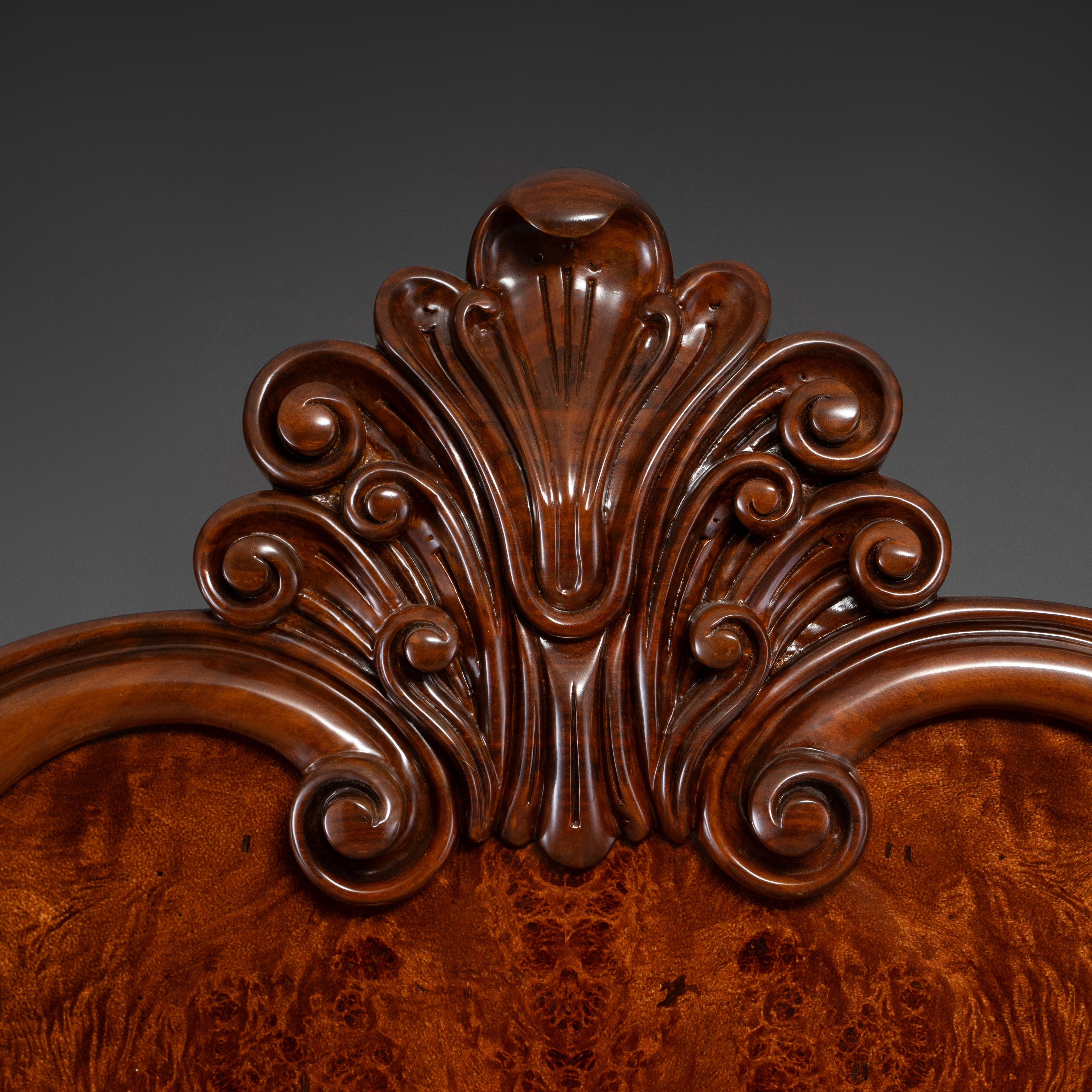 Antique Mahogany Headboard/ Bed with Scrollwork