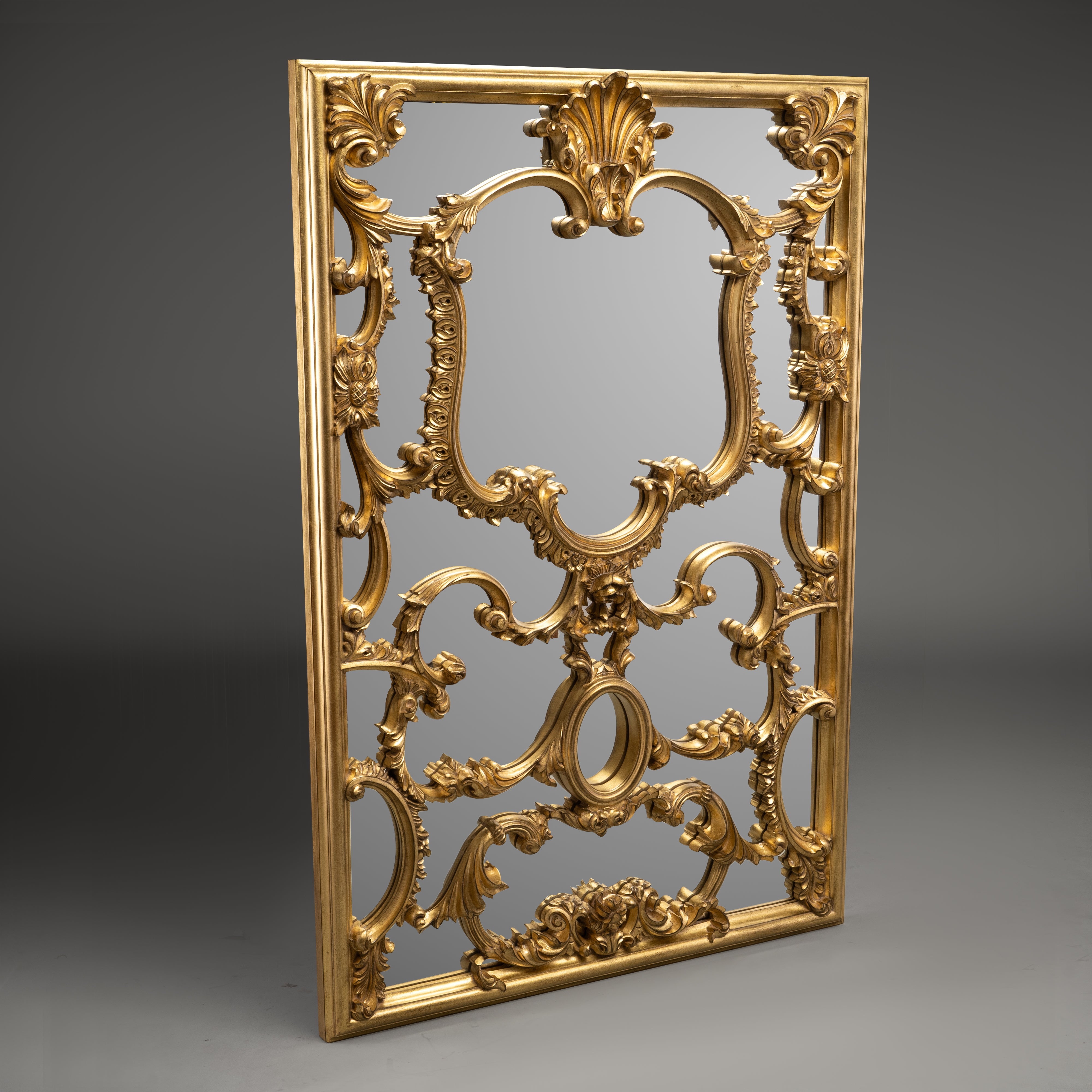 Rococo-Style Gilt Mirror with Ornate Openwork Frame