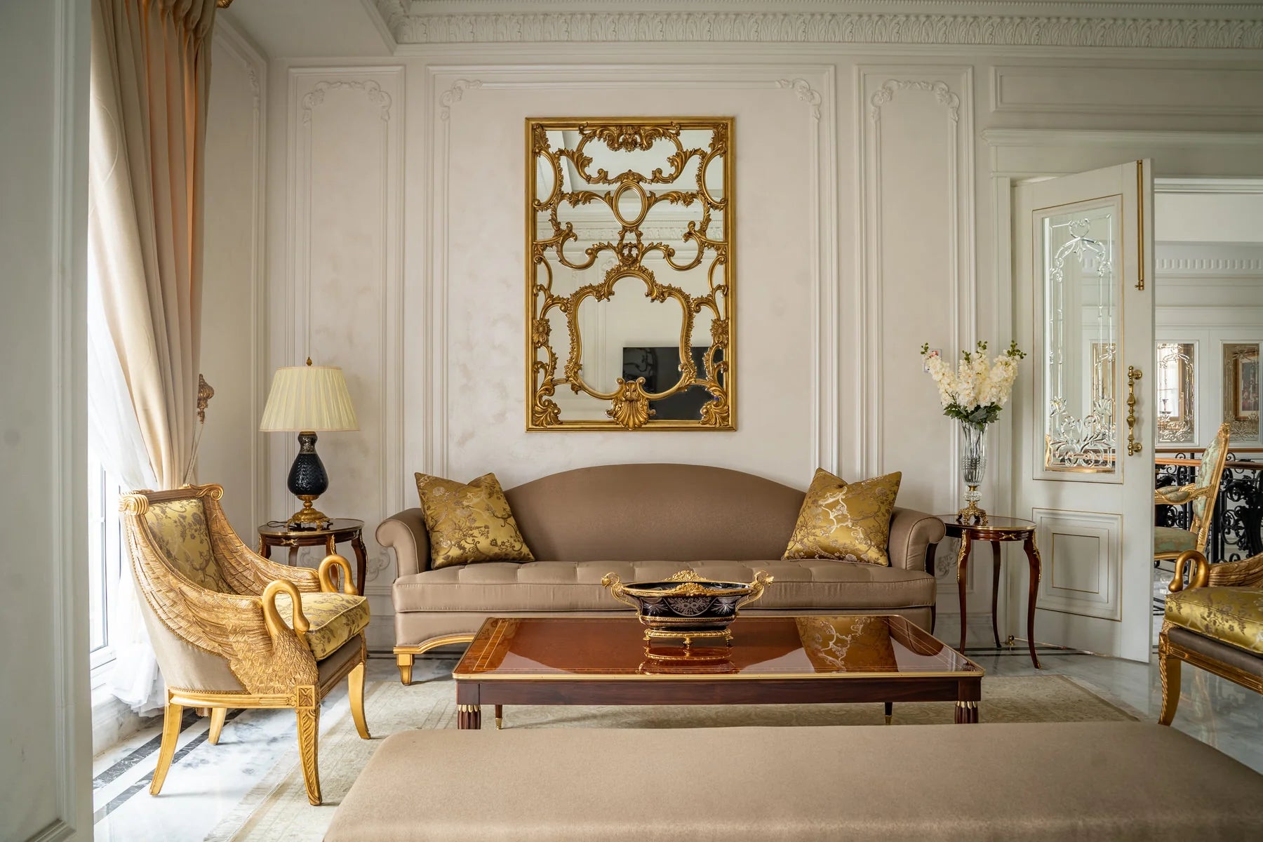 Rococo-Style Gilt Mirror with Ornate Openwork Frame
